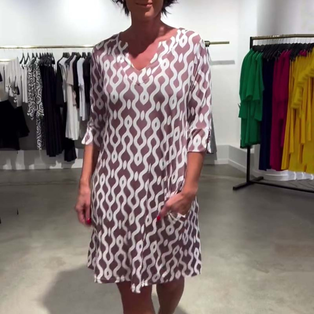Colenrika™ | Geometrisches, Ausgestelltes Kleid mit Ärmeln
