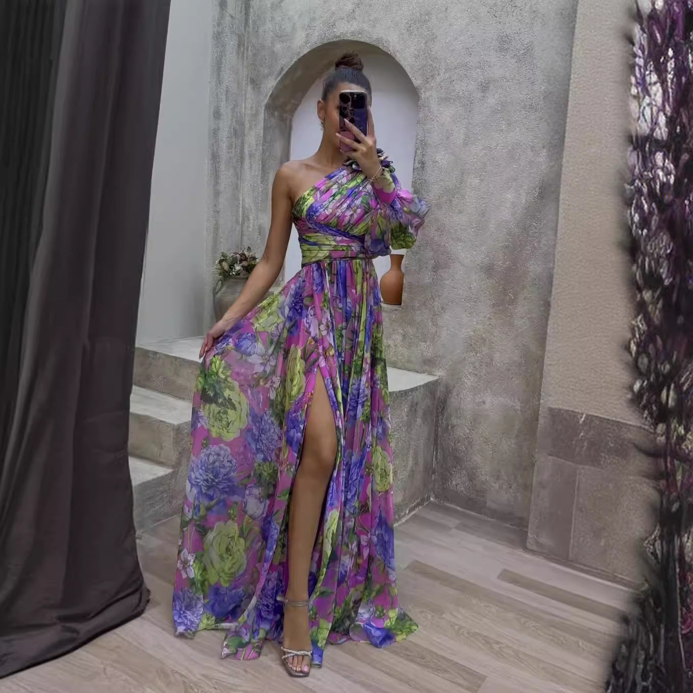 Forgina™ | Maxi-Kleid mit einem Träger und Blumenmuster